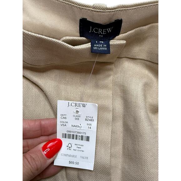 J.Crew Factory Linen-Blend Structured Short Women 14 Beige Neutral Coastal - Picture 3 of 8